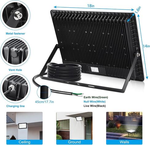 500W 2pack LED Flood Light Outdoor,(2750W Equivalent)Super Bright 58,500LM Daylight 5000K IP66 Waterproof Security LED Arena Lights,Commercial Lighting Floodlight for Backyard|Court|Stadium|Fields in Kuwait