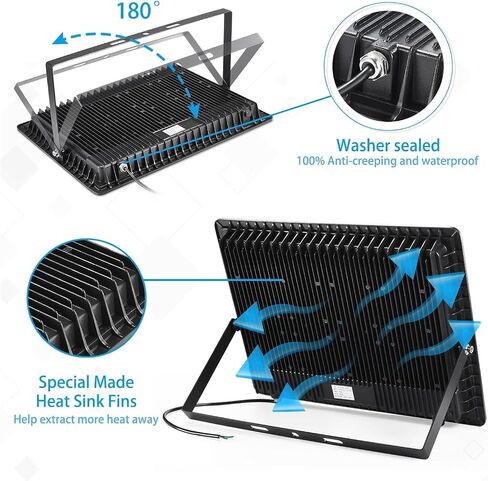 500W 2pack LED Flood Light Outdoor,(2750W Equivalent)Super Bright 58,500LM Daylight 5000K IP66 Waterproof Security LED Arena Lights,Commercial Lighting Floodlight for Backyard|Court|Stadium|Fields in Kuwait
