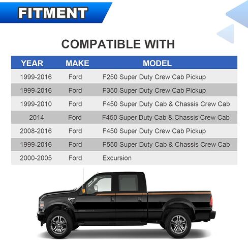شريط مطاطي سفلي للباب الخلفي الأمامي متوافق مع 1999-2016 Ford F250 F350 F450 F550 Super Duty، 2000-2005 Ford Excursion استبدال # F81Z-2520758-AA 1C3Z-26253A24-A (4 قطع) in Kuwait