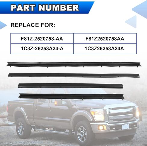 شريط مطاطي سفلي للباب الخلفي الأمامي متوافق مع 1999-2016 Ford F250 F350 F450 F550 Super Duty، 2000-2005 Ford Excursion استبدال # F81Z-2520758-AA 1C3Z-26253A24-A (4 قطع) in Kuwait