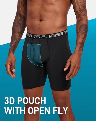 Men's Underwear Boxer Briefs, Performance Athletic Microfiber for Active Sports 3 Pack in Saudi Arabia