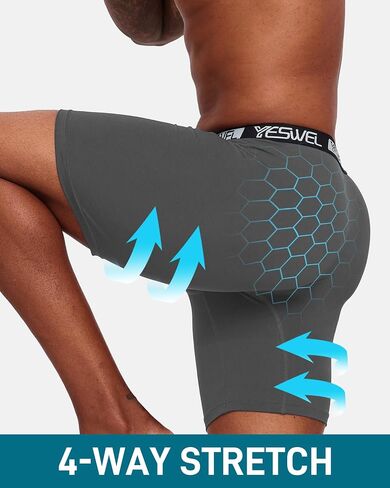 Men's Underwear Boxer Briefs, Performance Athletic Microfiber for Active Sports 3 Pack in Saudi Arabia