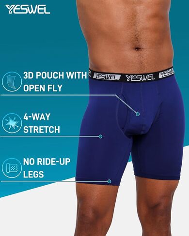 Men's Underwear Boxer Briefs, Performance Athletic Microfiber for Active Sports 3 Pack in Saudi Arabia