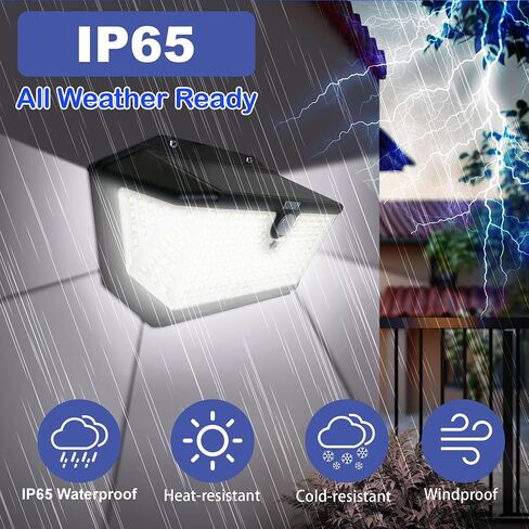Solar Outdoor Lights,266LED with Motion Sensor and 3 Lighting Modes,IP65 Waterproof,5 Sides of 220° Wide Angle Light,Intelligent Security Wireless Lights for Garage,Deck,Fence(White, 4pack) in Saudi Arabia