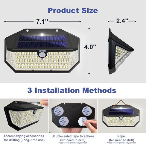 Solar Outdoor Lights,266LED with Motion Sensor and 3 Lighting Modes,IP65 Waterproof,5 Sides of 220° Wide Angle Light,Intelligent Security Wireless Lights for Garage,Deck,Fence(White, 4pack) in Saudi Arabia