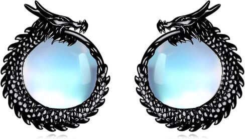 CRMAD Dragon Earrings for Women Sterling Silver Dragon Moonstone/Labradorite Stud Earrings Dragon Jewelry Gift in Saudi Arabia