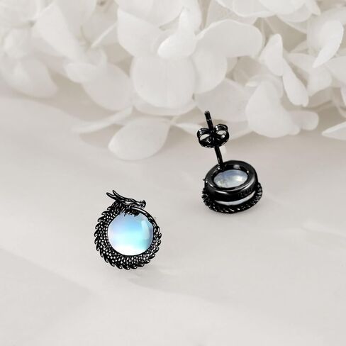 CRMAD Dragon Earrings for Women Sterling Silver Dragon Moonstone/Labradorite Stud Earrings Dragon Jewelry Gift in Saudi Arabia