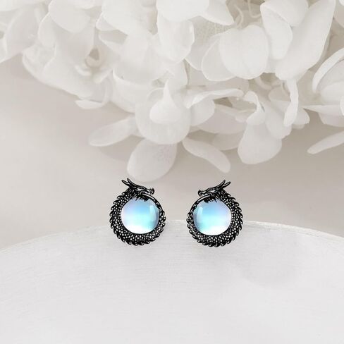 CRMAD Dragon Earrings for Women Sterling Silver Dragon Moonstone/Labradorite Stud Earrings Dragon Jewelry Gift in Saudi Arabia