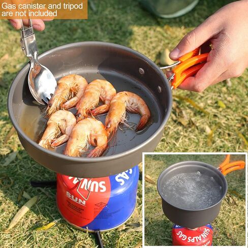 REDCAMP 19 PCS Camping Cookware Mess Kit Camping Gear Campfire Utensils Lightweight Stackable Pot Pan Bowls Soup Spoon with Storage Bag for Camping, Backpacking, Outdoor Cooking and Picnic, Black in Kuwait