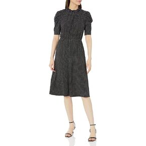 Adrianna Papell Women's Ruffle Neck Short Sleeve Dress