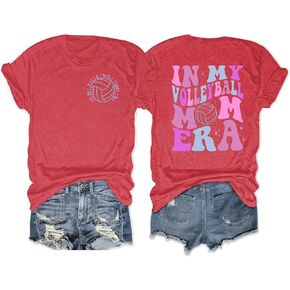 Volleyball T-Shirt for Women in My Volleyball Mom Era Shirts Volleyball Game Day Graphic Tees Tops