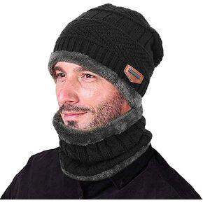 Beanie Hat Scarf Gloves Set Winter Knitted Hat Neck Warmers Touch Screen Driving Gloves Unisex