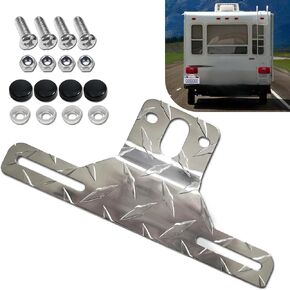 1 PC Trailer Light License Plate Bracket, Waterproof Rust-Proof Taillight Mounting Metal Holder, Perfect Fit Hole Position Auxiliary Bracket, Universal for Trucks Vans RVs Yachts (Silver)