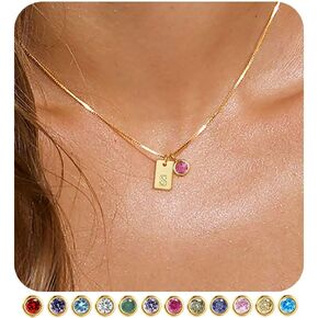 FUNEIA Initial Necklaces for Women Dainty Gold Birthstone Necklace for Women Trendy 14K Gold Plated Letter Necklace Non Tarnish Tiny Emerald Pendant a e s t k m j Necklace Gold Jewelry Birthday Gifts