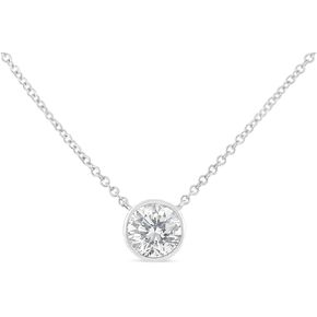 Original Classics 10K White, Yellow and Rose Gold Bezel-Set Diamond Solitaire Pendant Necklace (H-I Color, SI2-I1 Clarity) - Choice of Gold Color and Weight in Saudi Arabia