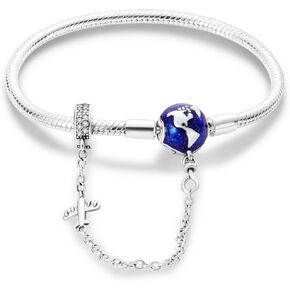 Hapour 925 Sterling Silver Charms Bracelet for Women Butterfly Best Friend Heart Moon and Star Snake Chain Charm Bracelet with 5A Cubic Zirconia-7.1in