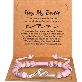 Best Friend Bracelet Gifts for Women, Hey My Bestie Gifts for Women, Wave Charm Bracelet for Friend Birthday Gifts for Women Friendship Bracelets Christmas Thanksgiving Birthday Gifts For best friend