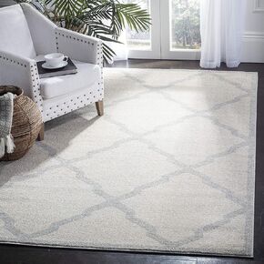 SAFAVIEH Amherst Collection Accent Rug - 2'6" x 4', Light Grey & Beige, Moroccan Trellis Design, Non-Shedding & Easy Care, Ideal for High Traffic Areas in Entryway, Living Room, Bedroom (AMT421B)