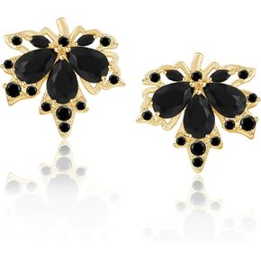 ATIMIGO Fall Maple Leaf CZ Stud Earrings Cute Sparkly Hypoallergenic Cubic Zirconia Crystal Rose/White/14K Gold Stud Earrings for Women Thanksgiving Earrings Accessories Jewelry Gifts
