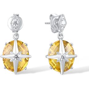 Santuzza 925 Sterling Silver Gemstone Glass Dangling Stud Earrings for Women