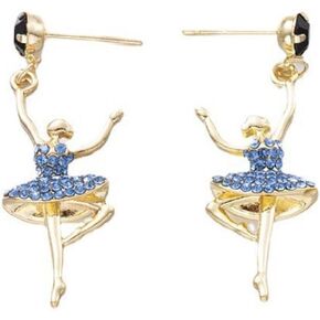Ballet Ballerina Gymnastics Crystal Bling Stud Earrings Gifts Dance Recital Gifts Sparkling Dance Gifts Heart Dance Earrings for
