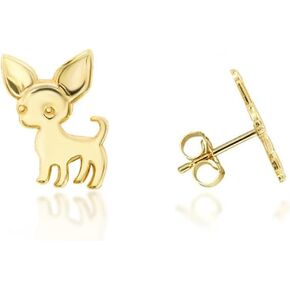 Yellow Gold Chihuahua Stud Earrings