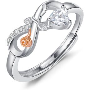 Infinity Promise Rings for Women 925 Sterling Silver Love Heart Engagement Rings Rose Flower Jewelry Gifts for Her Anniversary Birthday Valentines Day