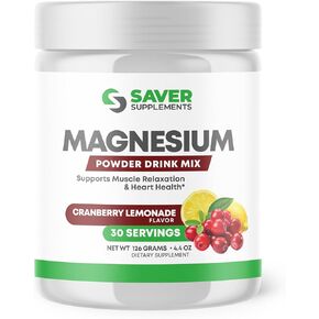 Magnesium Powder - Anti-Stress Drink Mix for Calm & Regularity - Magnesium Citrate Supplement - Relaxation, Muscle & Heart Support - Cranberry Lemonade Flavor - 30 Servings