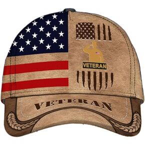 Veteran Hats for Men Patriotic Baseball Cap Proudly Serve Military Hat for Men Gift for Veteran US Veteran Hat Vets Caps Beige