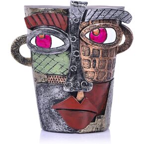 Unique Face Abstract Art Sculpture, Home Colorful Decor Statue for Modern Eclectic, TV Stand Accent, Coffee Table, Shelf, Entrance Table, Office Decor, Funky Quirky Art Decor Gift (Colorful)
