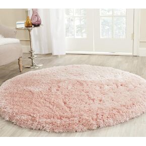 SAFAVIEH Artic Shag Collection 5' Round Pink SG270P Handmade Glam 3-inch Extra Thick Area Rug