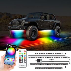 Underglow Car Lights, Multi-Color Smart Exterior Car Lights with App and Remote Control, Music & DIY Mode, 16 Million Colors, Waterproof Car Lights Exterior for Cars, Truck