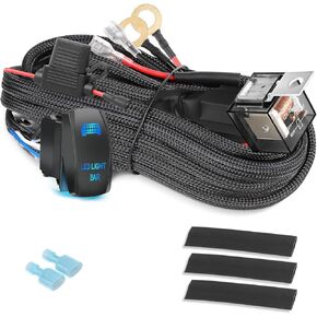 2 Leads Wiring Harness for LED Pods Cubes, 16.4ft 160W 12V 40A with Fuse&Relay & Rocker Switch, Nylon Covered for LED Lights Fog Lights Off Road Work Light Dual Lead for ATV UTV Truck Boat