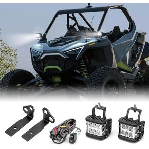 WeiSen A Pillar Work Light Pods Kit with Plug & Play Wiring Harness, 2PCS 60W LED Cube Light and Mounting Brackets Compatible with Polaris RZR PRO Turbo R 2020-2024