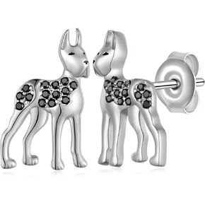 Great Dane Earrings 925 Sterling Silver Dog Stud Earrings Cute Animal Great Dane Gifts for Women