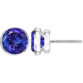 1/2-10 Carat Total Weight Tanzanite Stud Earrings Bezel Screw Back