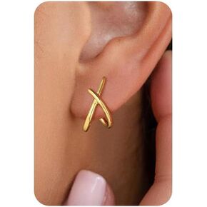 Gold Earrings for Women Trendy,Hypoallergenic Earring for Women,14K Gold Stud Simple Minimalist Stud Earrings