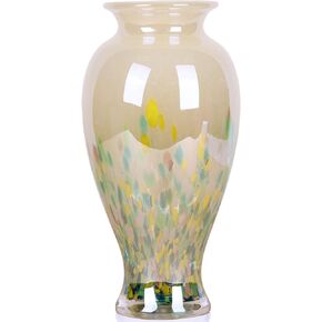 11.8" Tall Hand Blown Glass Vase,Large Teal Glass Vase,Murano Glass Vase,Wide Mouth Colorful Glass Vase for Mantle Glass Dining Table Centerpiece,Entryway Living Room Wedding Decoration (Teal Blue)