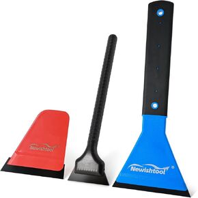 NEWISHTOOL 3 IN 1 Automotive Window Tint Squeegee Kit Includes Long Handle Squeegee, Quarter Window Squeegee, Small Rubber Wiper for Car Window Film Installing and Cleaning, Vinyl Wrap PPF Application