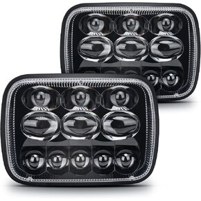 SUPAREE 4pcs 4x6 led headlights high low beam, Black 6x4 Truck Rectangle Led Headlight Replacement Assembly DRL Amber H4651 H4652 H4656 H4666 H6545 fit for Feightliner Peterbil KW Ford Probe Chevy