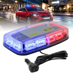 Emergency Police Beacon Light,Red Blue LED Rooftop Strobe Lights with Magnetic Base, Warning Caution Safety Lights for Trucks, Snow Plow, Construction Vehicle,2 Years Warranty(1Pc Red/Blue)