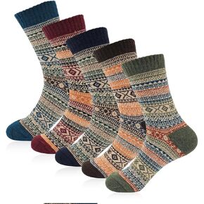 Mason Life Women Wool Socks, 5 Pairs Wool Socks Vintage Winter Socks Socks for Women, Warm Cozy Socks Fuzzy Socks Thick Socks Christmas Gifts for Women Men Wife Girlfriend