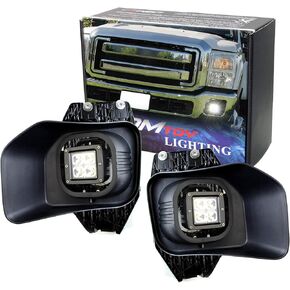 iJDMTOY LED Pod Light Fog Lamps Compatible With 2011-16 Ford F250 F350 F450 Super Duty, Incl (2) 20W High Power LED Cubes, Foglight Bezel Covers, Fog Location Mount Brackets & Switch Wiring