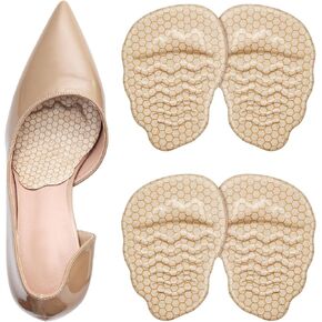 Relistep 2 Pairs of Women's Metatarsal Pads Reinforced, High Heel Comfort Pads Relieve Pain Caused by Morton's Neuropathy, and Metatarsalgia Insoles Relieve Pressure on The Soles of The Feet (Beige)