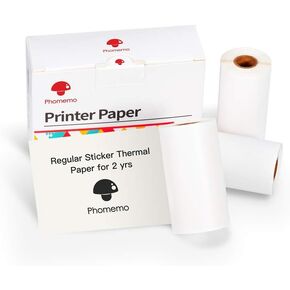 Phomemo Colorful Thermal Sticker Paper for Phomemo M02/M02 Pro/M02S/M03 Pocket Printer, Black Character on Purpple/Pink/Blue, 50mm x 3.5m, Diameter 30mm, 3 Rolls