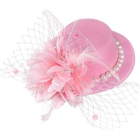 Mini Tea Party Hat - 2024 Small Kentucky Derby Fascinator Vintage Feather Veil Hat with Clip for Women