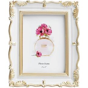 5 Inch Vintage Picture Frame Antique Photo Frame For Home Tabletop Fit For 3.5x5 Inch Photo (Beige)