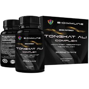 Longjack Tongkat Ali Extract Capsules 200x Strength | Equal to 200,000 mg | Muscle Mass Strength, Drive, Performance