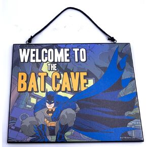 Silver Buffalo Batman Welcome to the Bat Cave Reversible Wood Wall Hanging Sign Art - Gotham City - 10x8 inches -