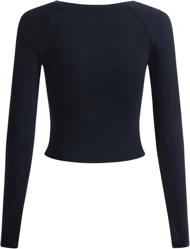 SOLY HUX Women's Long Sleeve Y2K Crop Tops Fitted Graphic Tees Star Number Print Going Out T Shirts Striped Shirt in Kuwait